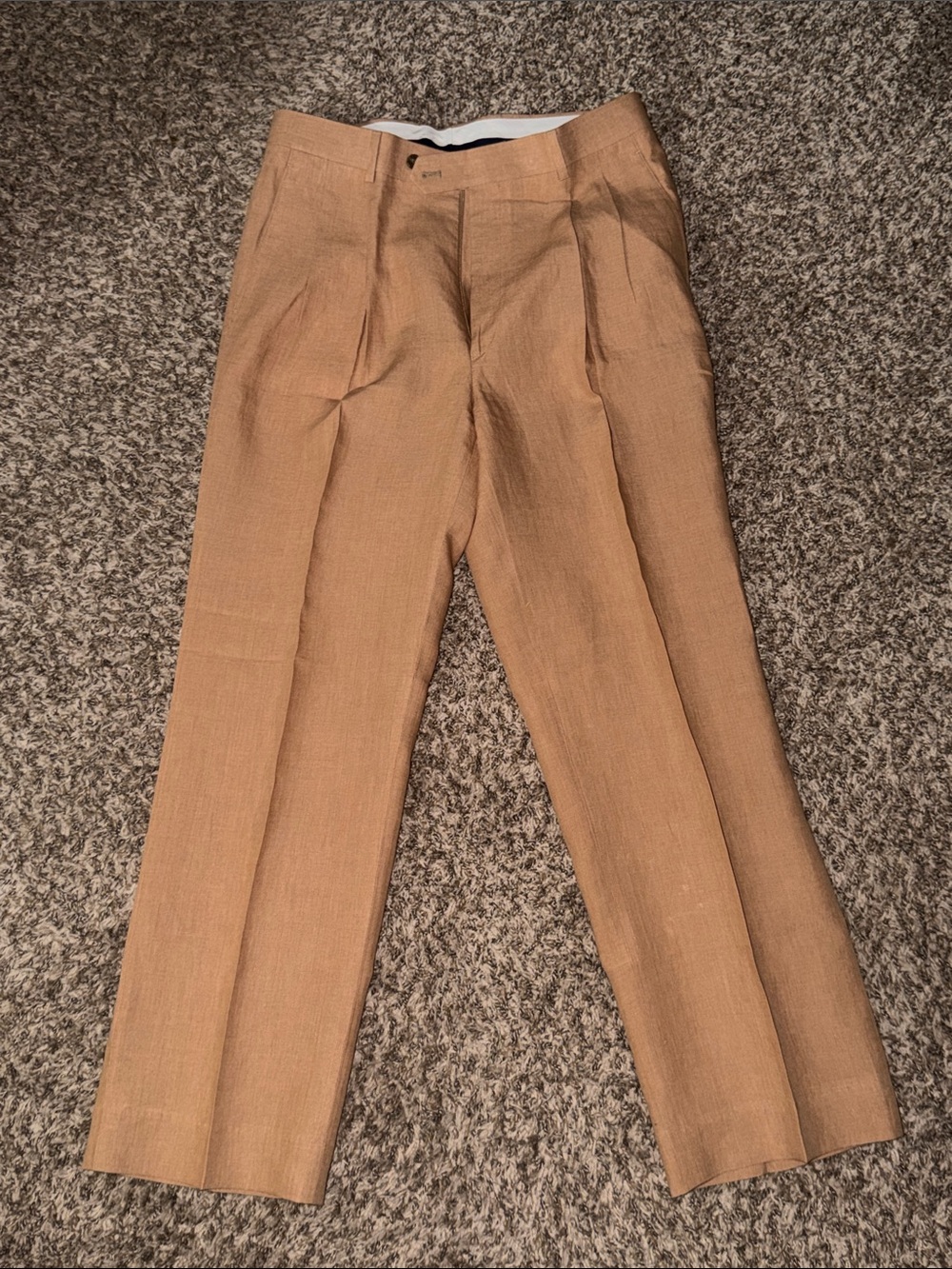 Paul Fredrick Tan Pleated Dress Pants